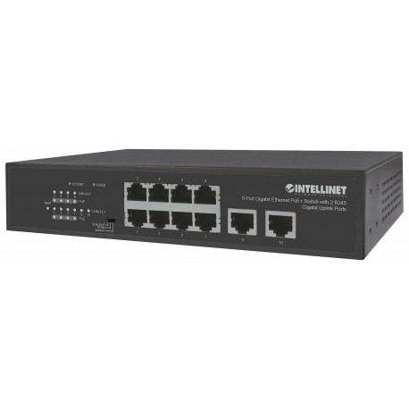 Switch Ethernet Gigabit 8 Porte PoE+ con 2 porte RJ45 Gigabit Uplink I-SWHUB 8GP2U