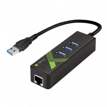 Adattatore Convertitore USB3.0 Ethernet Gigabit con Hub 3 porte IDATA USB-ETGIGA-3U2