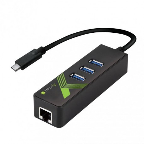 Adattatore Convertitore USB-C™ Ethernet Gigabit con Hub 3 porte USB-A 3.0 IDATA USB-ETGIGA-3C2