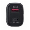 Caricatore da Auto USB-C™ e USB-A QC 3.0 3A Nero