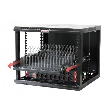Mensola Estraibile 14 Alloggiamenti di Ricarica per Smartphone Tablet I-CABINET-TRAY14BK