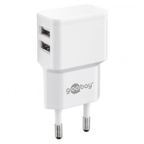 Caricatore da Muro 2 porte USB-A Slim Design 12W Bianco IPW-USB-224W