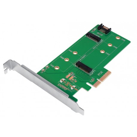 Doppio Adattatore PCIe M.2 per SSD SATA e PCIe SATA ICC X-PCI-2M2
