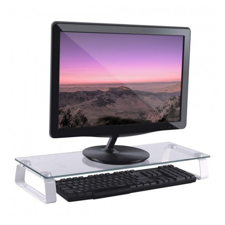 Stand da Scrivania per Monitor o Notebook in Vetro Trasparente ICA-MS 062