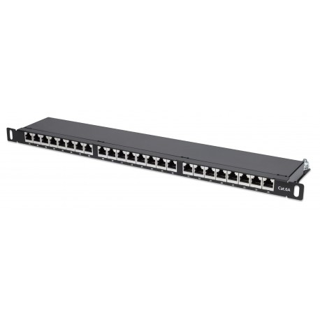 Pannello Patch 24 Posti 19'' 0.5U Cat6a Schermato Nero I-PP 24-RS-C6ABH