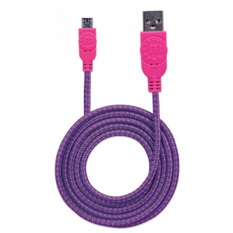 Cavo Micro USB Guaina Intrecciata USB/MicroUsb 1.8m Viola/Fucsia ICOC MUSB-A-018BPP