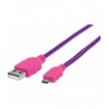 Cavo Micro USB Guaina Intrecciata USB/MicroUsb 1.8m Viola/Fucsia