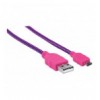 Cavo Micro USB Guaina Intrecciata USB/MicroUsb 1.8m Viola/Fucsia