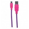 Cavo Micro USB Guaina Intrecciata USB/MicroUsb 1.8m Viola/Fucsia