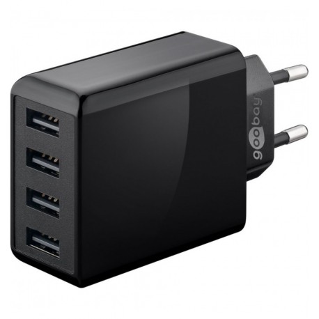 Caricatore da Muro USB a 4 vie 30W Nero IPW-USB-4PA30WB