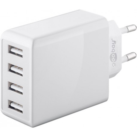 Caricatore da Muro USB a 4 vie 30W Bianco IPW-USB-4PA30WW