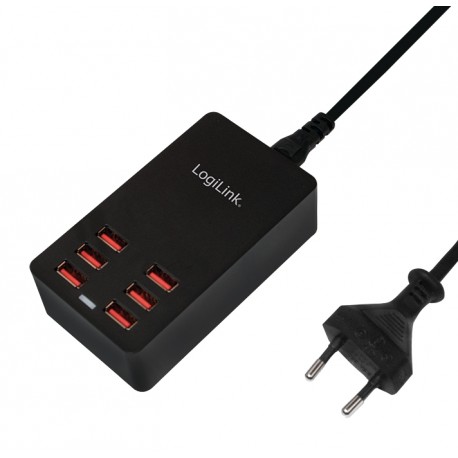 Caricatore da Tavolo a 6 porte USB 32W Nero IPW-USB-6P32W