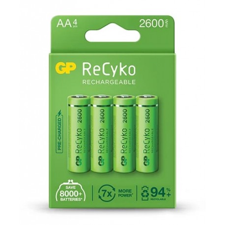 Blister 4 Batterie Ricaricabili AA Stilo 2600mAh GP ReCyko+ IC-GP201210