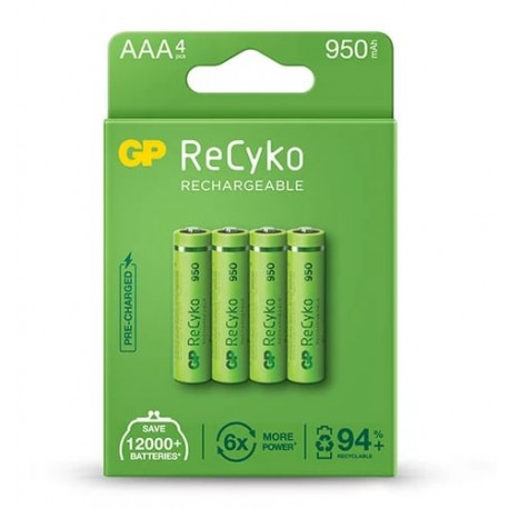 Blister 4 Batterie Ricaricabili AAA Mini Stilo 950mAh GP ReCyko IC-GP201215