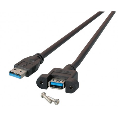 Cavo Prolunga USB 3.0 SuperSpeed A/A M/F da Pannello 1m Nero ICOC U3-AB-010-PNLE