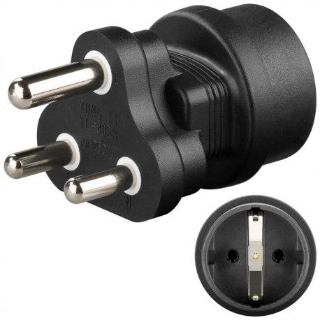 Adattatore di Alimentazione Schuko a Spina Sud Africa Nero IPW-ADAPTER11BK