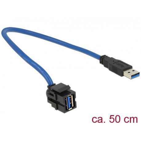 Modulo Keystone USB 3.0 A Maschio / Femmina 250° con Cavo ICOC U-AB-005-KEY