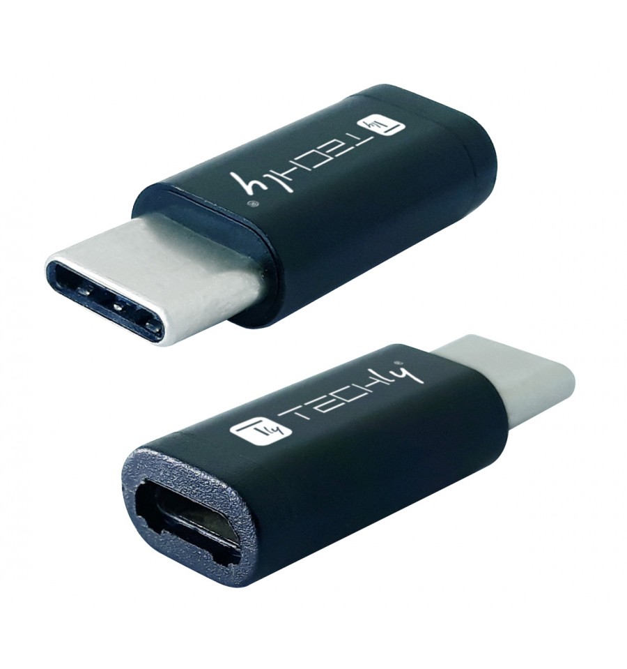 Mini Convertitore Adattatore USB-C™ Maschio a Micro USB Femmina IADAP  USBC-MBKT Techly