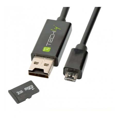 Cavo USB OTG Micro B / USB A con Lettore Micro SD/SDHC 26cm Nero ICOC U2OTG-SD