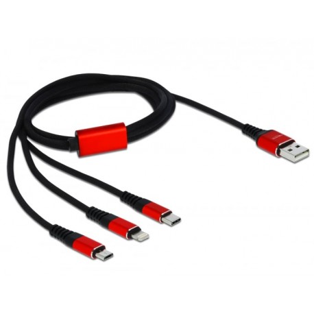 Cavo di Ricarica USB 3 in 1 Lightning Micro USB USB-C™ 1m Rosso ICOC MUSB-31D