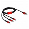 Cavo di Ricarica USB 3 in 1 Lightning Micro USB USB-C™ 1m Rosso ICOC MUSB-31D
