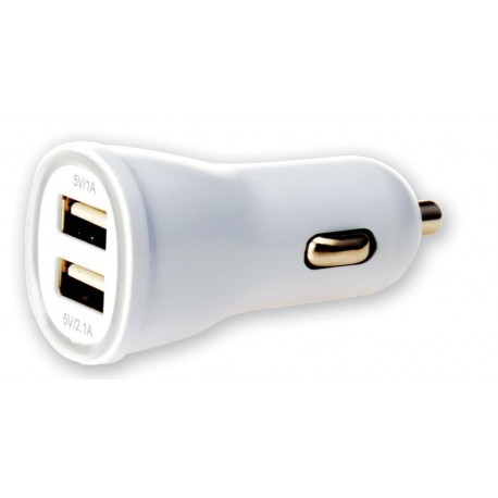 Caricatore da Auto Universale 2 Porte USB 5V 1A&2.1A Bianco IUSB2-CAR2-2A2P