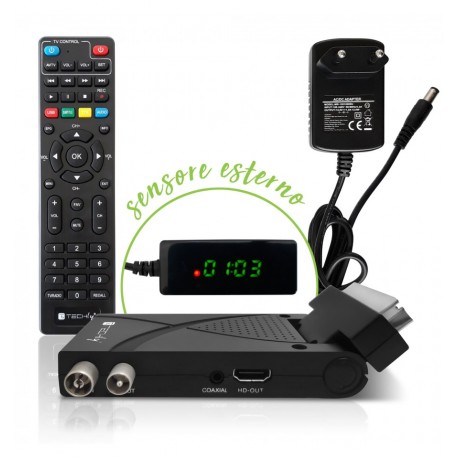 Decoder Ricevitore Digitale Terrestre DVB-T/T2 H.265 HEVC 10bit USB HDMI Scart 180° e Telecomando Universale 2 in 1 IDATA TV-DT2