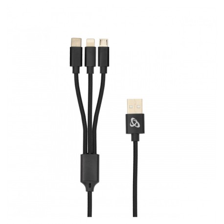 Multi Cavo di Ricarica da USB tipo A a USB-C™ MicroUSB e 8-pin 1m Nero ICSB-USB3IN1