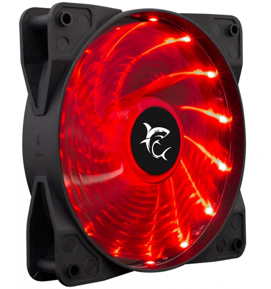 Ventola di Raffreddamento 4pin LED Rosso 120 mm 1100 RPM Fan PC Gaming  ICSB-IMPULSE White Shark