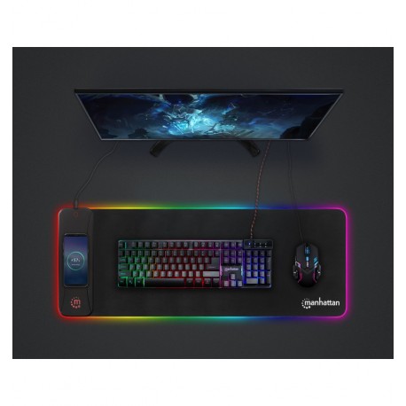 Tappetino Mouse Gaming XXL con LED RGB e Caricatore Wireless 10W ICA-MP GAMEXL-WR