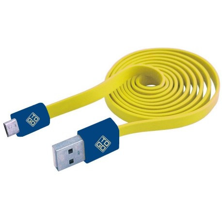 Cavo Flat USB AM a Micro USB M 1m Giallo / Blu ICOC MUSB-FLY