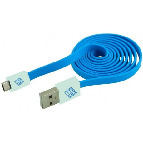 Cavo Flat USB AM a Micro USB M 1m Azzurro / Bianco ICOC MUSB-FLC