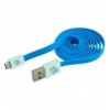 Cavo Flat USB AM a Micro USB M 1m Azzurro / Bianco ICOC MUSB-FLC