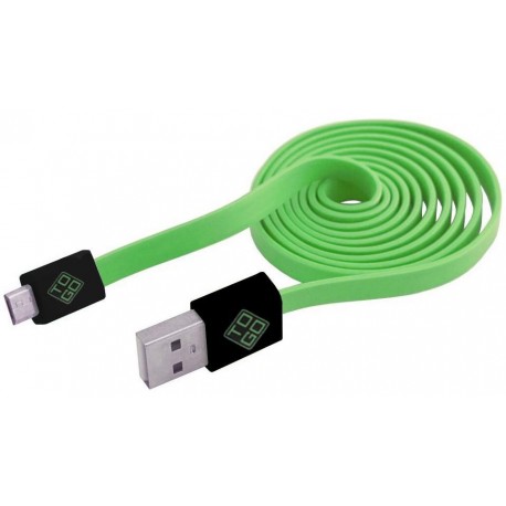 Cavo Flat USB AM a Micro USB M 1m Verde / Nero ICOC MUSB-FLV