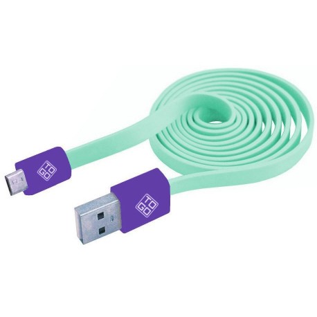 Cavo Flat USB AM a Micro USB M 1m Verde Acqua / Viola ICOC MUSB-FLVA