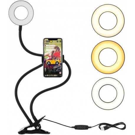 Luce LED Anello Portatile Regolazione Luminosità e Stand Smartphone I-SMART-RING8