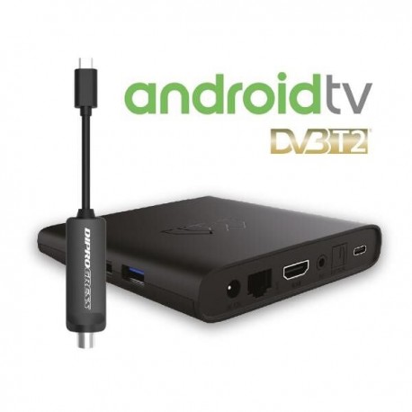 Decoder Smart AndroidTV BoxQ Google 4K Dolby con Dongle DVBT2 ICAU-DPATV2