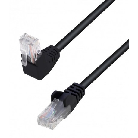 Cavo di Rete Patch Connettore Angolato 90° CCA Cat. 5E UTP 3m Nero ICOC U5EB-030-BLTY