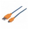 Cavo Micro USB Guaina Intrecciata USB2.0 A M/MicroB M 1m Blu/Arancione