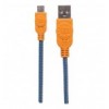 Cavo Micro USB Guaina Intrecciata USB2.0 A M/MicroB M 1m Blu/Arancione