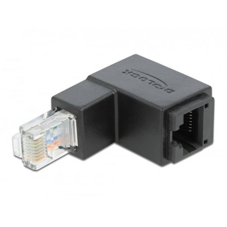 Adattatore RJ45 Maschio Femmina Cat.6 UTP Angolato verso il basso a 90° Nero IWP-MD C6U-RJ45D