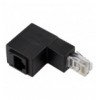 Adattatore RJ45 Maschio Femmina Cat.6 UTP Angolato verso il basso a 90° Nero