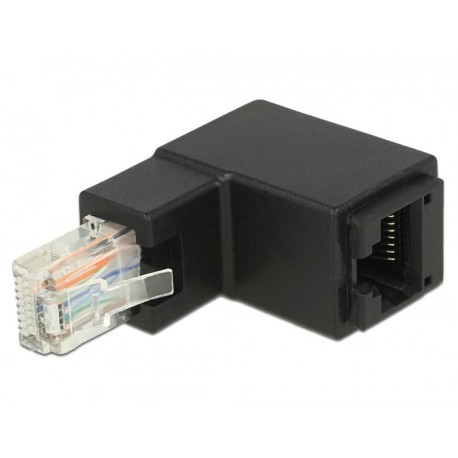 Adattatore RJ45 Maschio Femmina Cat.6 UTP Angolato verso l'alto a 90° Nero IWP-MD C6U-RJ45U