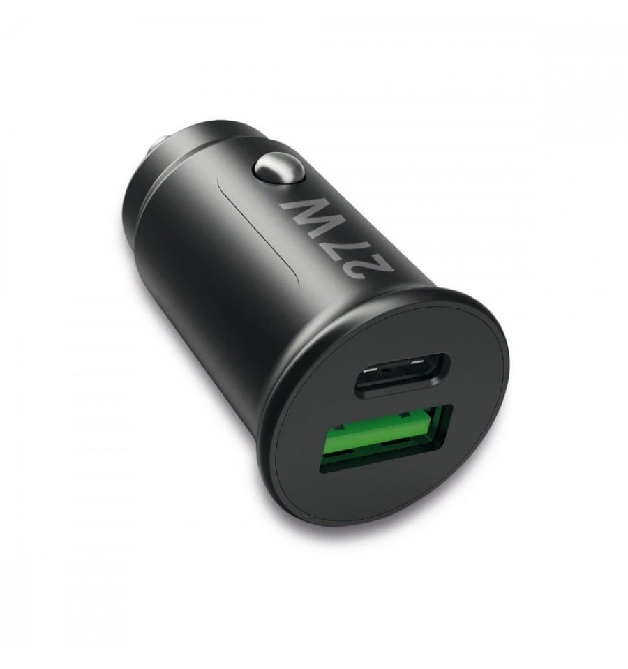 Caricatore da Auto USB A e USB-C™ 27 Watt PD Power Delivery Fast Charge 3  3A Nero ICFT-261527 Fontastic