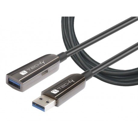 Cavo Ottico Attivo USB 3.0 SuperSpeed AOC USB A M/F 10m Nero ICOC U3AMF-HY-010