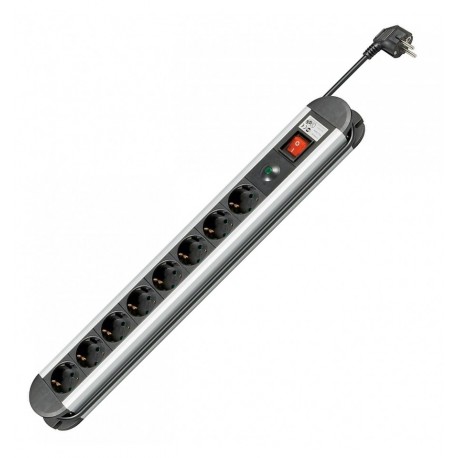 Multipresa in Alluminio 8 Posti Schuko con Interruttore e Led IUPS-PCP-AL8