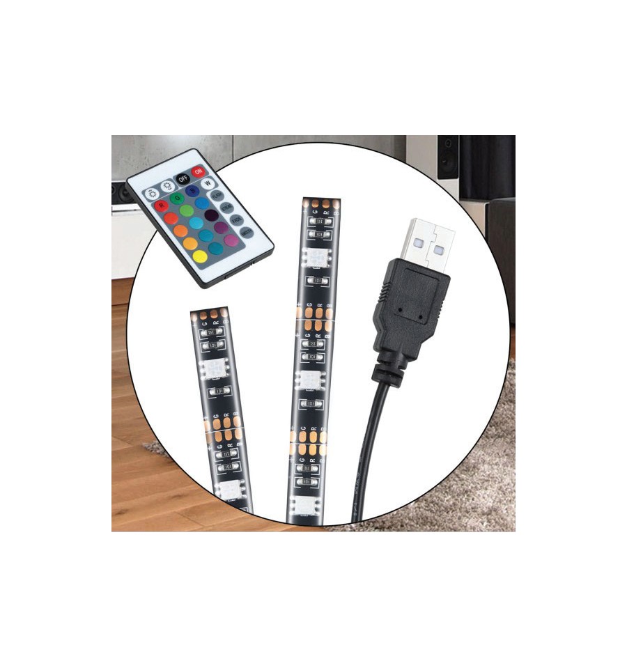 Striscia 30 LED RGB USB 2m per Retro-illuminazione TV I-LED-TV Techly