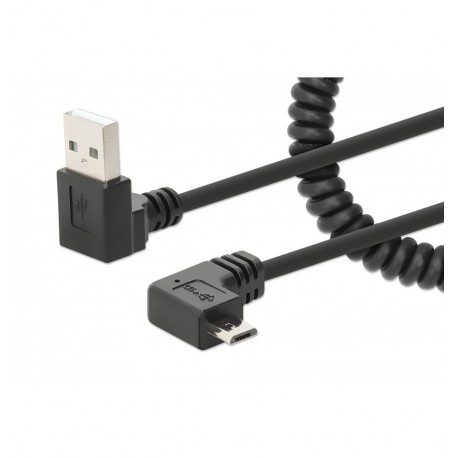Cavo di Ricarica USB-A a Micro-USB 1m Spiralato Nero ICOC-USB-CHAM-SP