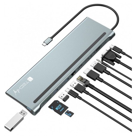 Docking Station 12 in 1 USB-C™ Hub VGA HDMI DP RJ45 con Lettore Micro SD/SD IUSB31C-DOCK12DPHD