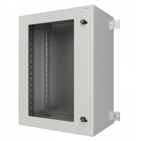 Armadio Rack 19'' a muro 17U grigio IP65 porta vetro prof. 600 mm I-CASE IP-1760GV2